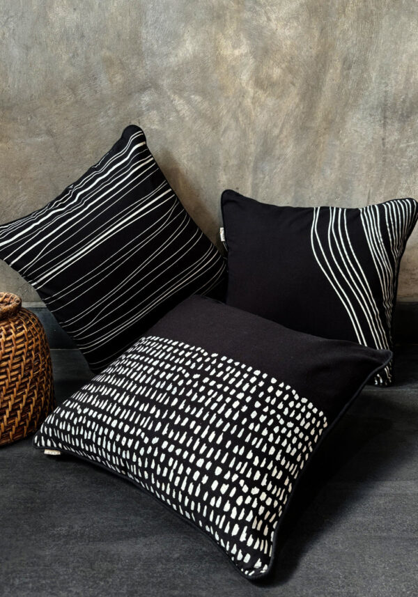 Forest Land Cushion Cover Set of 3 - Black