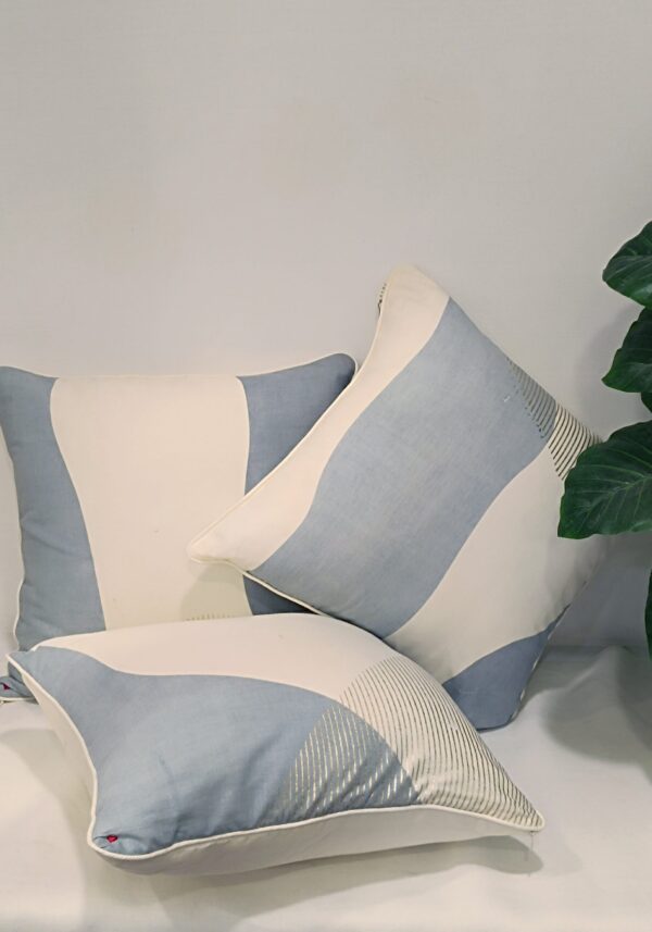 Mountain Scapes Cushion Cover Set of 3 - Off-White Blue
