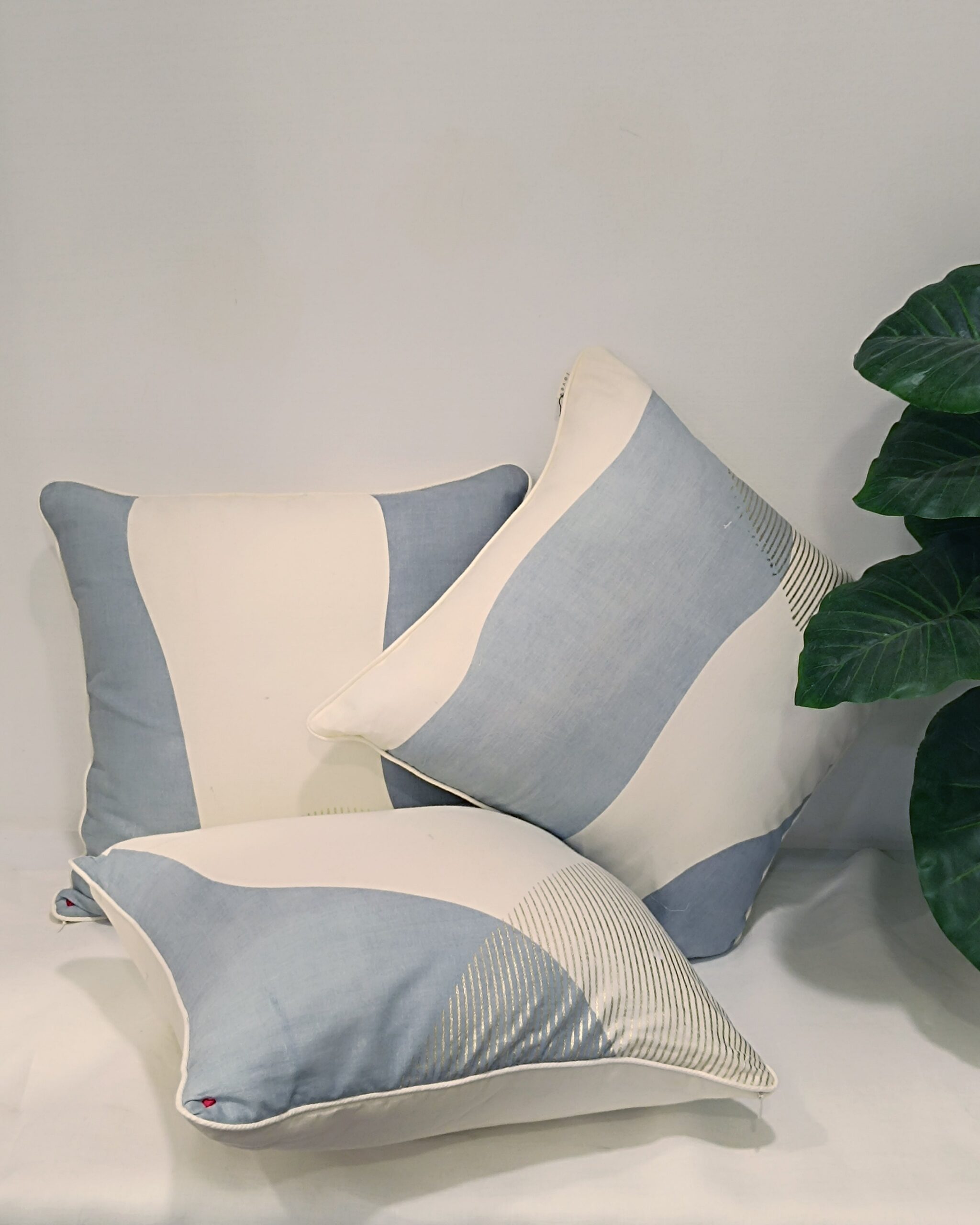 Mountain Scapes Cushion Cover Set of 3 - Off-White Blue