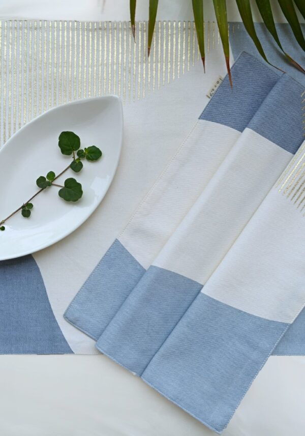 Mountain Scapes Table Mat Set of 4 - Off-White Blue